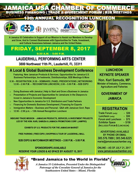 Jamaica USA Chamber of Commerce 13th Annual Recognition Luncheon (Sept. 8, 2017)